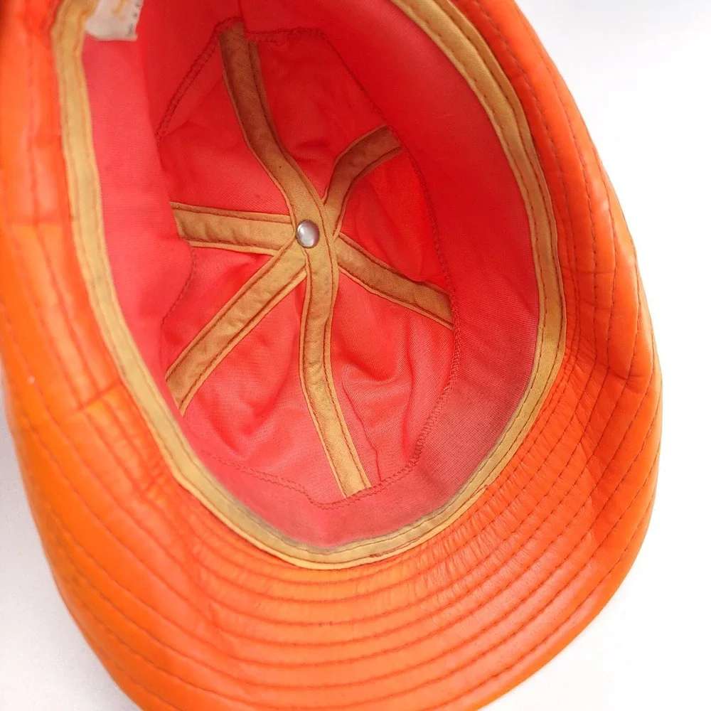 Vintage YA Small Jones Style Hunting Bucket‎ Hat Orange Vinal Faded